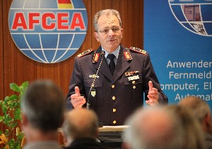 In May, Maj. Gen. Erich Staudacher, GAF, chapter president, opens the 25th AFCEA IT Show in Bonn, Germany.